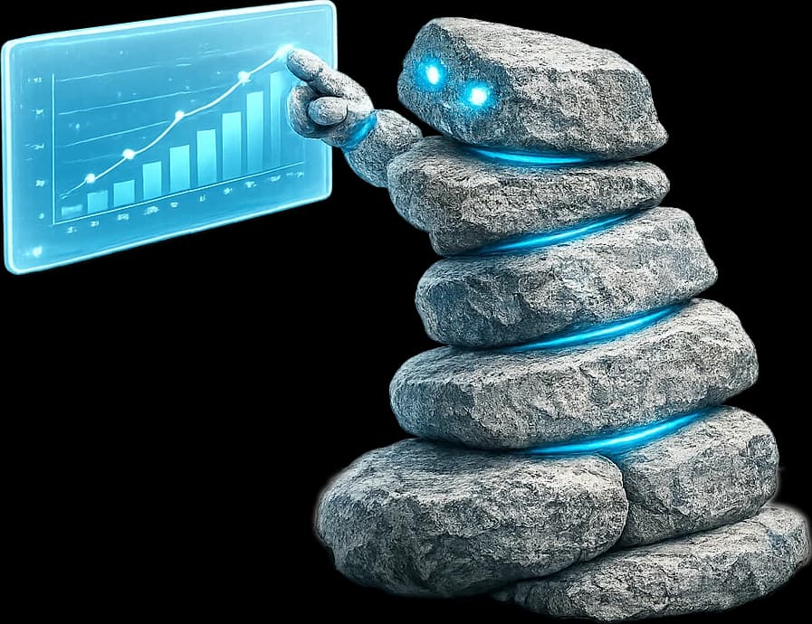 Un cairn de pierres qui présente une courbe de croissance SEO
