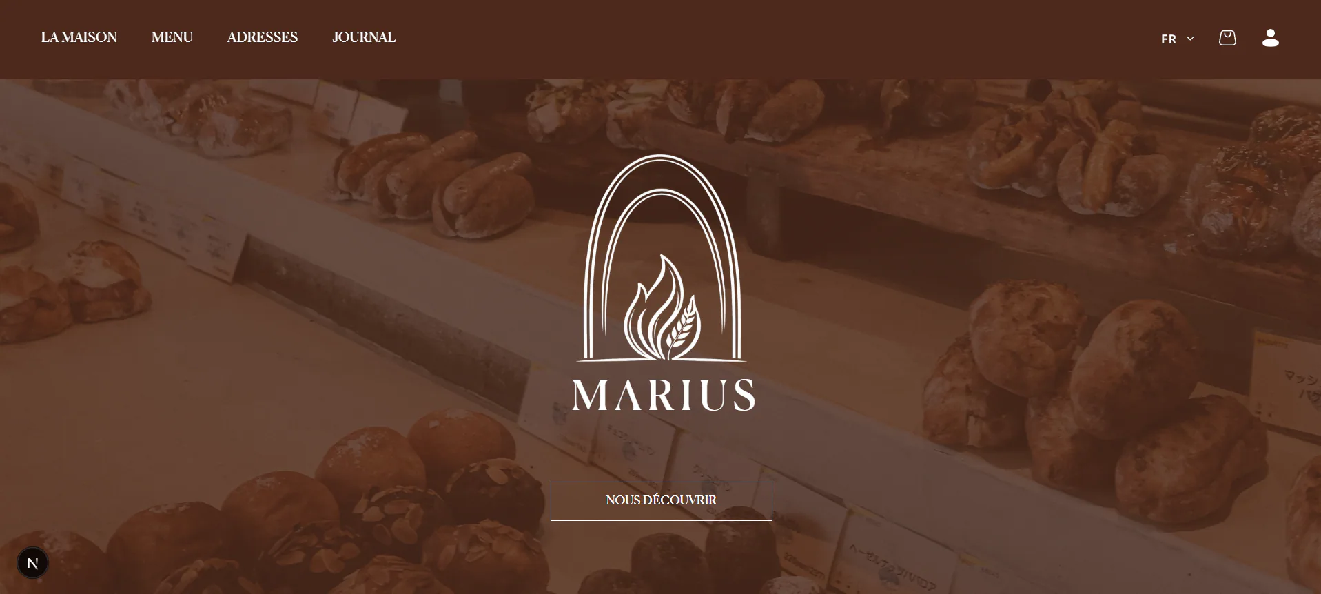 Marius bakery storefront homepage
